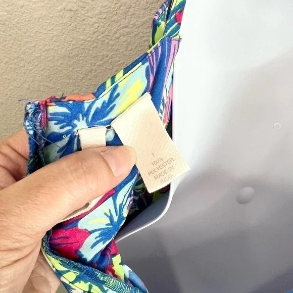 Red Camel Blue Multi Color Floral Hawaiian Fit & Flare Mini Sun Dress 1 Tropical - Picture 6 of 6